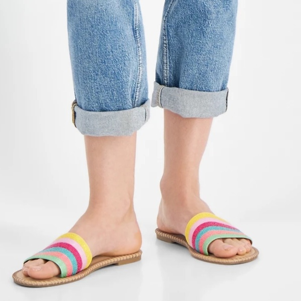Women's Multicolor Striped Slide Sandals